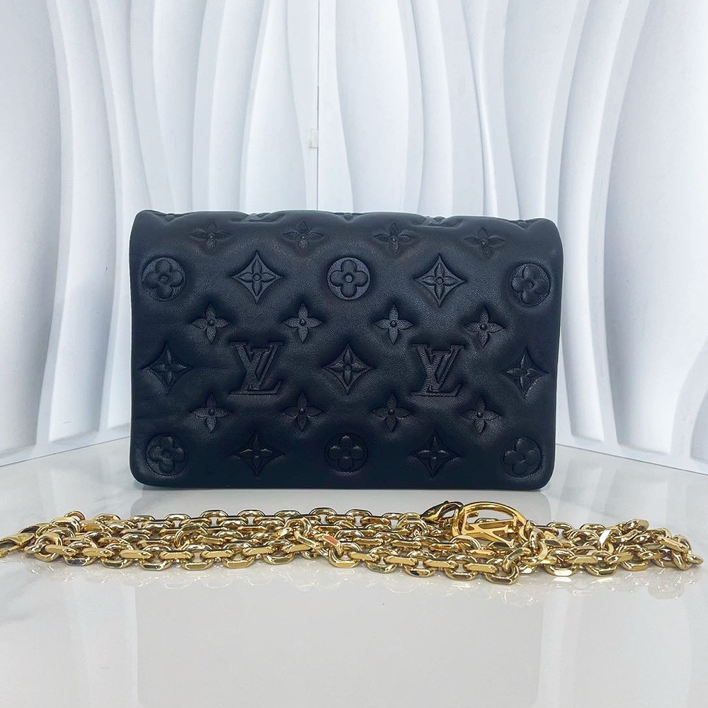 Louis Vuitton Black Monogram Embossed Leather Chain Crossbody Bag